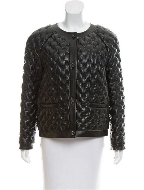 chanel houndstooth dress|Chanel quilted leather jacket.